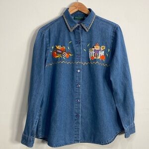 Vintage Lemon Grass Shirt Fall Scarecrow Pumpkins  M/L